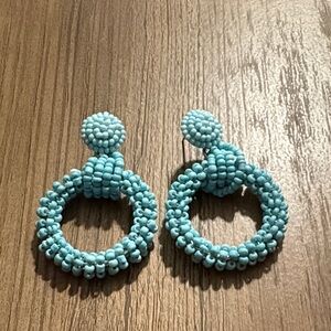 BaubleBar Turquoise Beaded Hoop Earrings